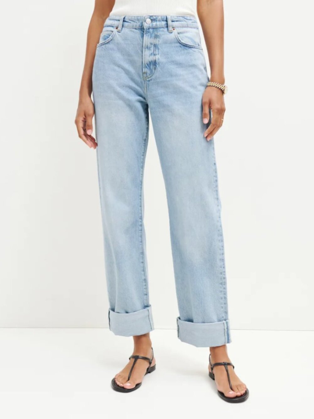 Reformation Preston Baggy High Rise Cuffed Straight Jeans Lovell - Size 27